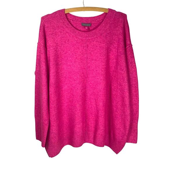 Vince Camuto Hot Pink Cozy Soft Boxy Crew Neck Sweater Plus Size 1X - Picture 2 of 6